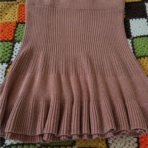 Free People Cocoa Heather Ribbed Flared Knit Skirt